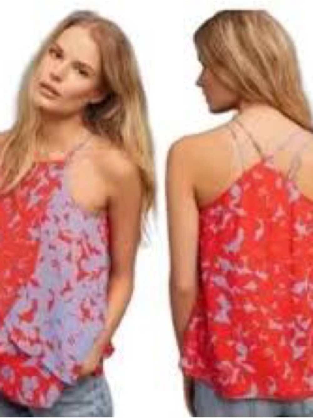 Maeve Red and Lavender Floral Strappy Tank Top